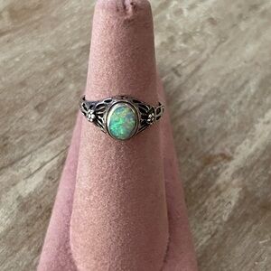Petite Sterling Silver Opal Ring